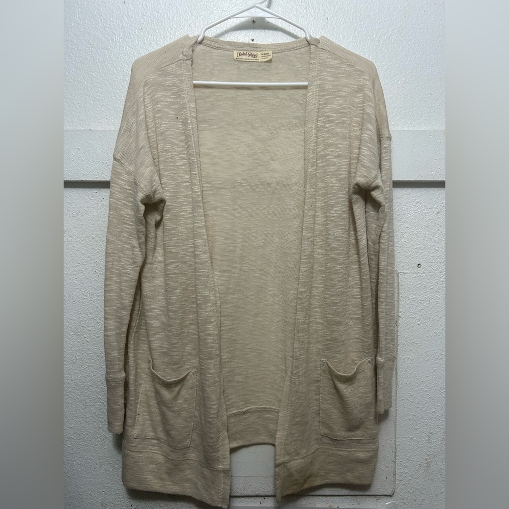 Faded Glory Women's Cream Open Front cardigan sweater size M(8-10)